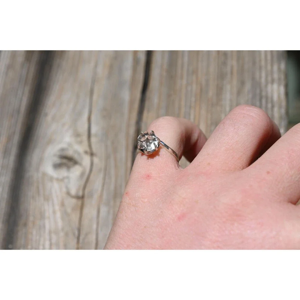 Herkimer Diamond Ring Rustic dainty unique alternative simple boho minimalist na